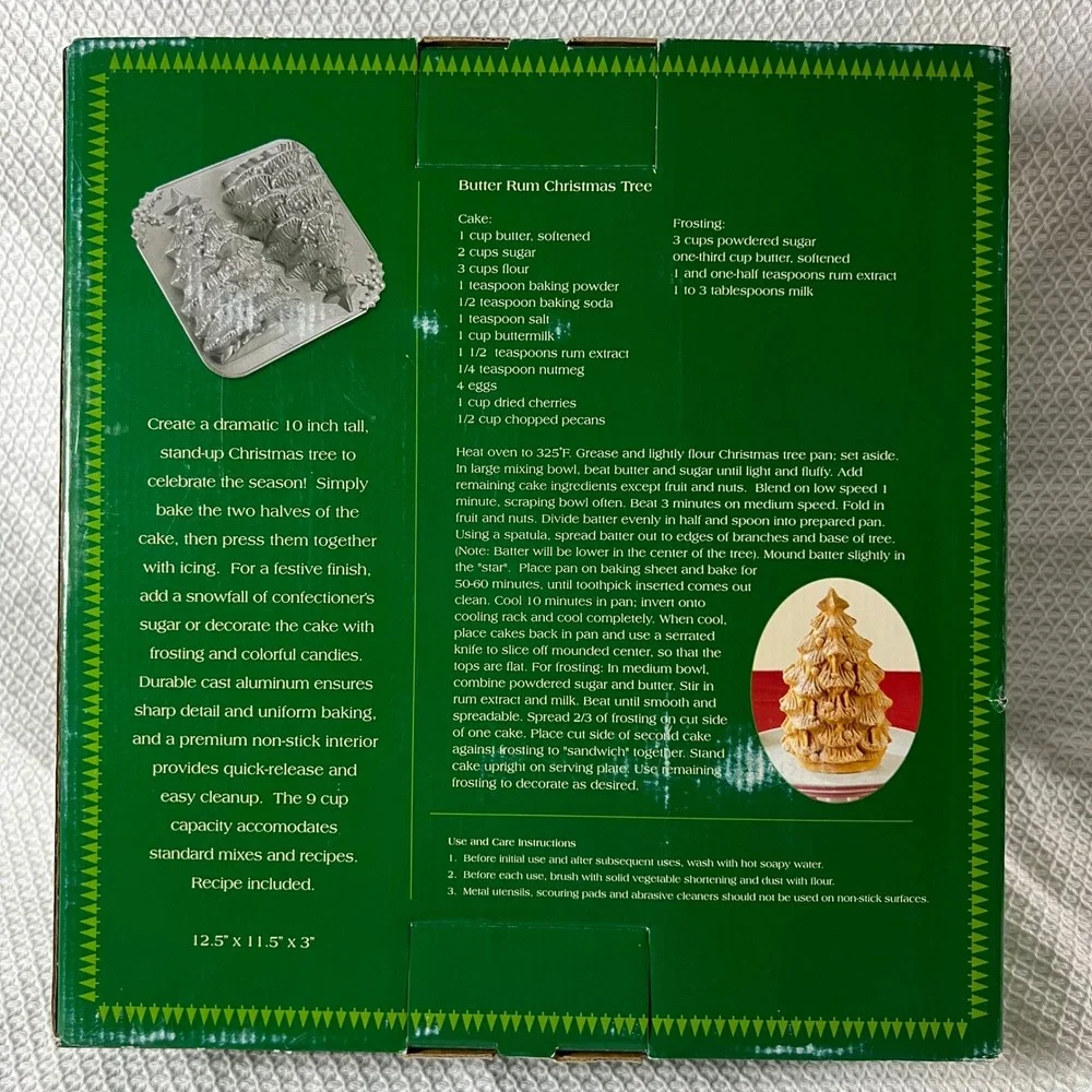 Nordic Ware Christmas Tree Cake Pan 3D Stand Up Cast Aluminum‎ 9 Cup Holiday USA